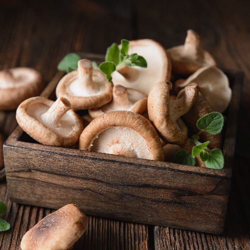 Vegetarische bron van seleen zijn shiitake paddenstoelen